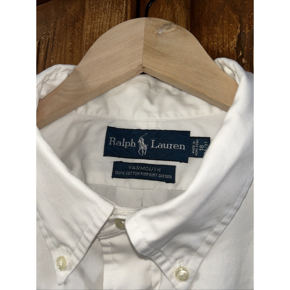 Mens Ralph Lauren Yarmouth Cotton Pinpoint Oxford L/S Shirt Sz 18 36/37